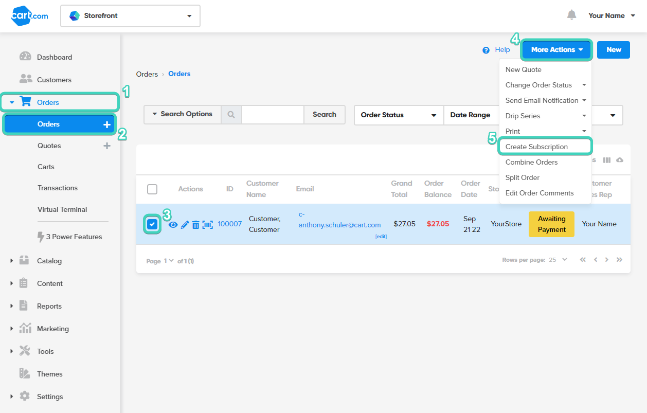 Storefront order management