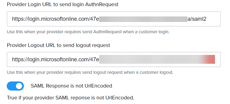 SAML Response setting